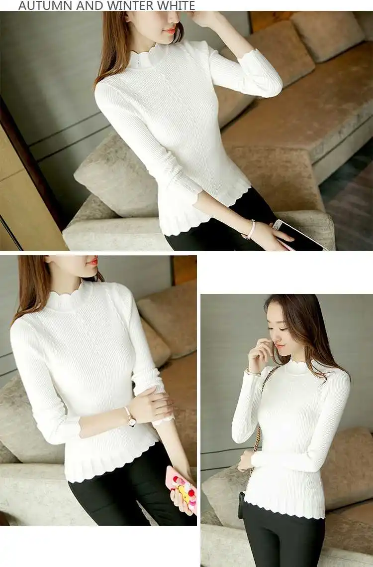 

2019 Women Sweater Casual Solid Turtleneck Female Pullover Full Sleeve Warm Soft Pullover Autumn Winter Knitted Cotton MQY022