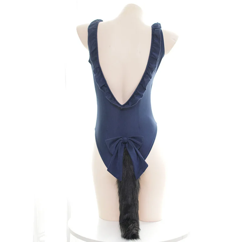 

Kawaii Maid Uniform Ruffles Bodysuits Women babydoll Erotic Detachable Tail Bodysuit Japanese Women Sexy Hot Body Suit AD0794