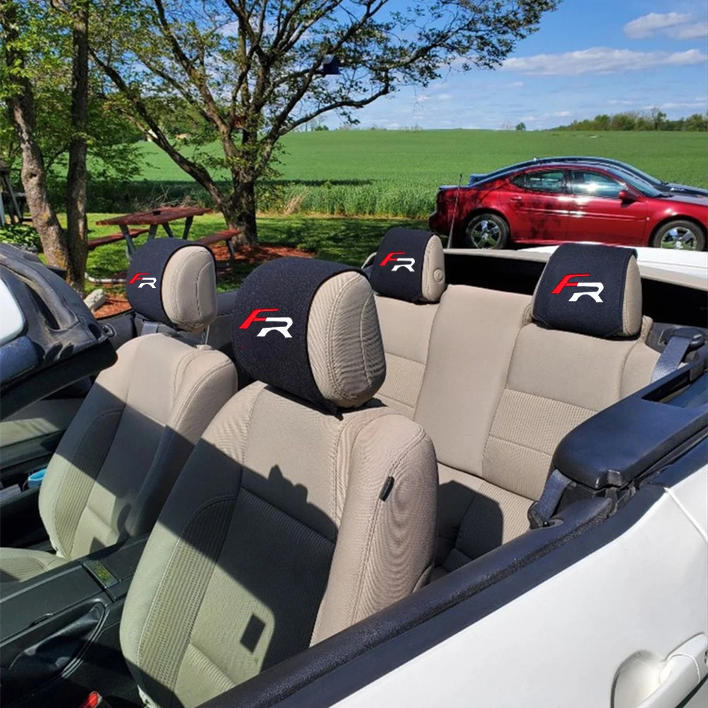 

VEHICAR 2PCS Car Headrest Cover Car Headrest Case Logo knitting For FR Car-Styling Badge Accessories Car Headrest Protector