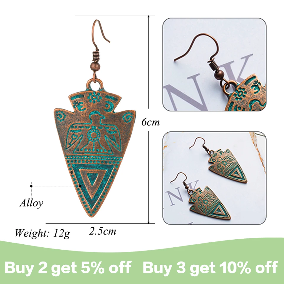 Женские винтажные серьги подвески в этническом стиле бронзовые висячие ретро