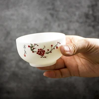 teacup master cup teaware meditation hand painted flowers tea bowl water mug office drinkware chinese suet jade ceramic 150ml