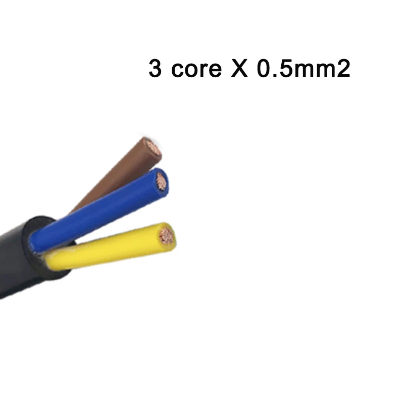 3core X 0.5mm2 10 м резиновый мягкий кабель 18 AWG 0,75 мм2 силовой провод 2/3 жилы контакты медный провод проводник Электрический YZW кабель черный - Цвет: 3core X 0.5mm2