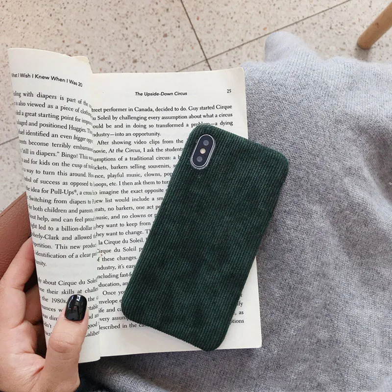Зимние вельветовые ткань телефон чехол для iPhone X XR XS Max чехол для iPhone 6, 6 s, 7, 8plus, 11 Pro Max чехол теплые розового, коричневого цвета