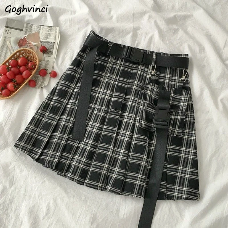 Женская плиссированная юбка повседневная мини с карманами в стиле сафари