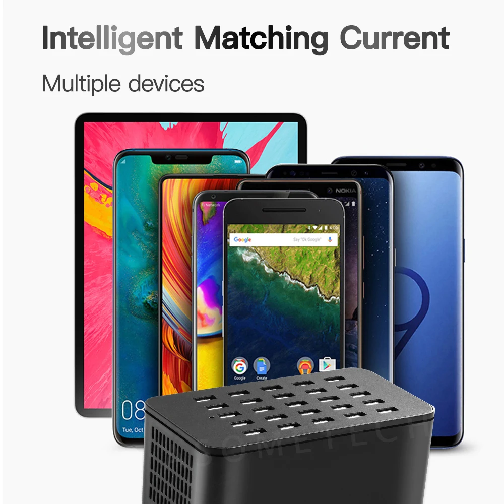 

125W 10/15/20/25 Ports USB Charger For Android iPhone Adapter HUB Charging Station Socket Tablet Phone Charger For Xiaomi Huawei