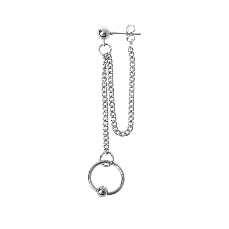 

R58E Titanium Steel Korean Bangtang Boys Cross Leaf Pendant Double Chain Earring