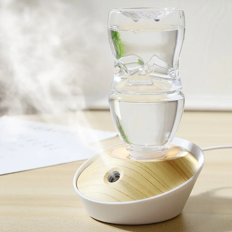 

Universal USB Humidifier Base Wood Grain Water Bottle Atomizer Portable Desktop Humidifier For Car Home Office Bedroom Diffuser