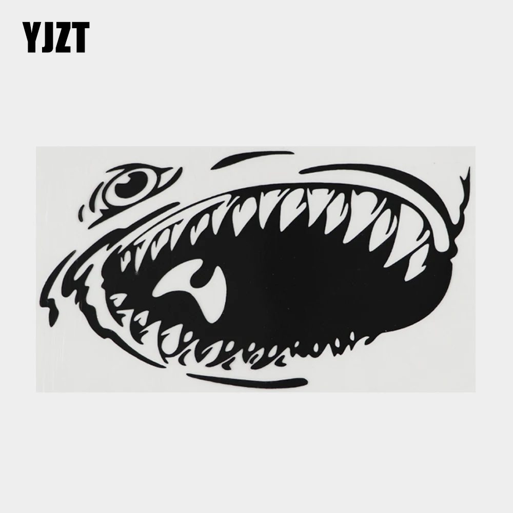 

YJZT 16,6 см × 9,1 см свирепые зубы «рыбий рот», наклейка на автомобиль, Виниловая наклейка с морским животным 18A-0500