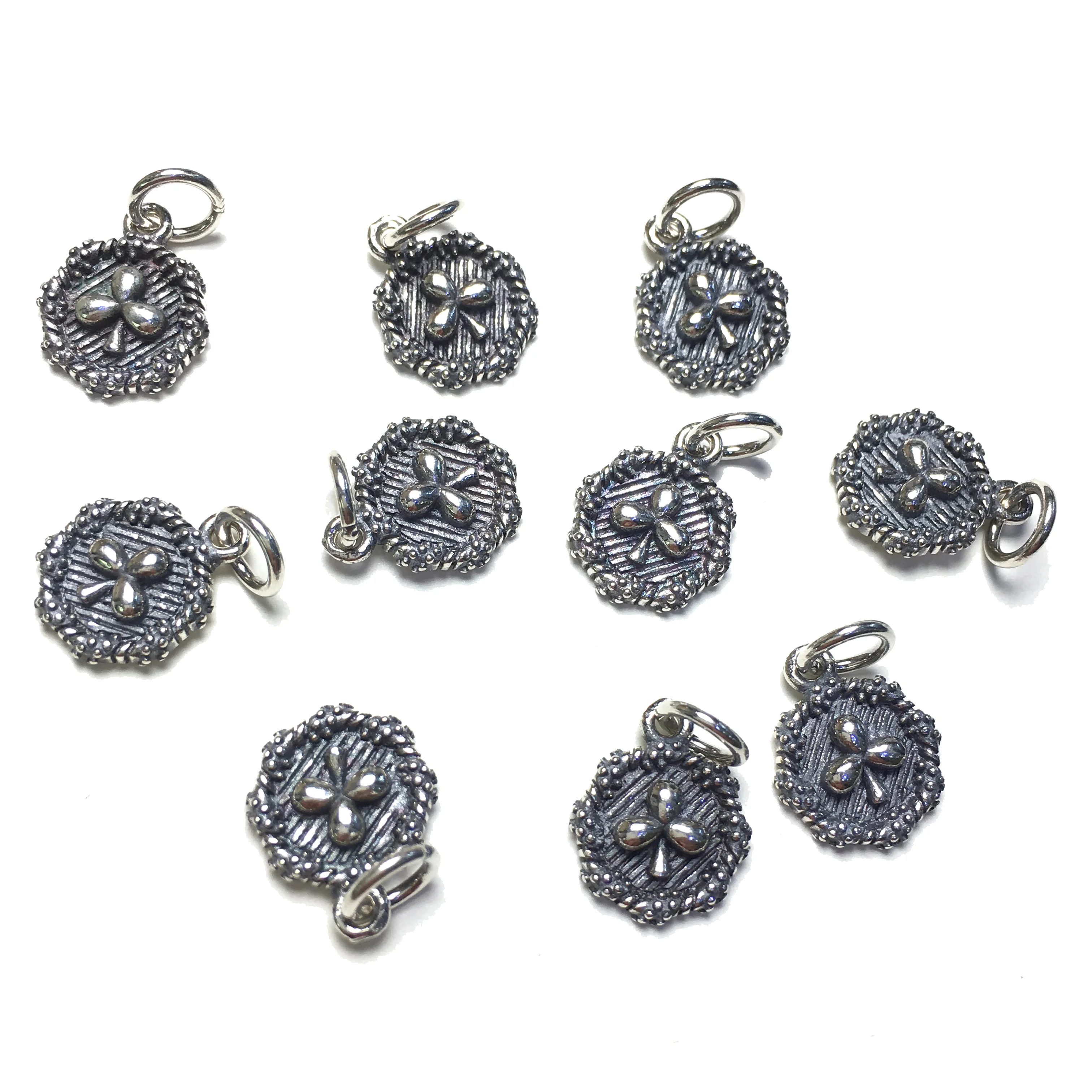 

10pcs 925 Sterling Silver Flower Shape Charm,DIY Finding, Fashion Silver Spacer Bead Accessories Jewelry Design & Making 10x10mm