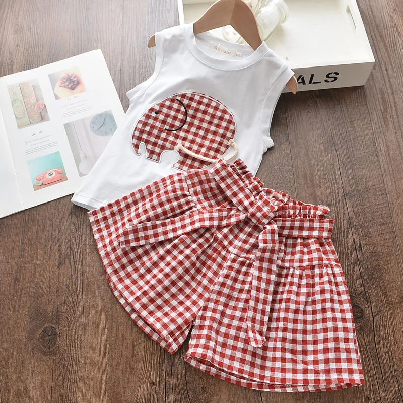 Menoea Kids Clothes 2020 Summer Style Baby Girls Sleeveless Shirt +Shorts 2PCS Suit Children Clothing Sets Fashion | Детская одежда и