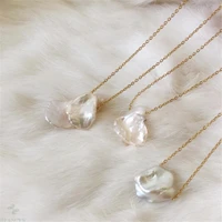 1pcs 14 15mm white baroque petal pearl necklace 18 inches chic women hang flawless jewelry chain