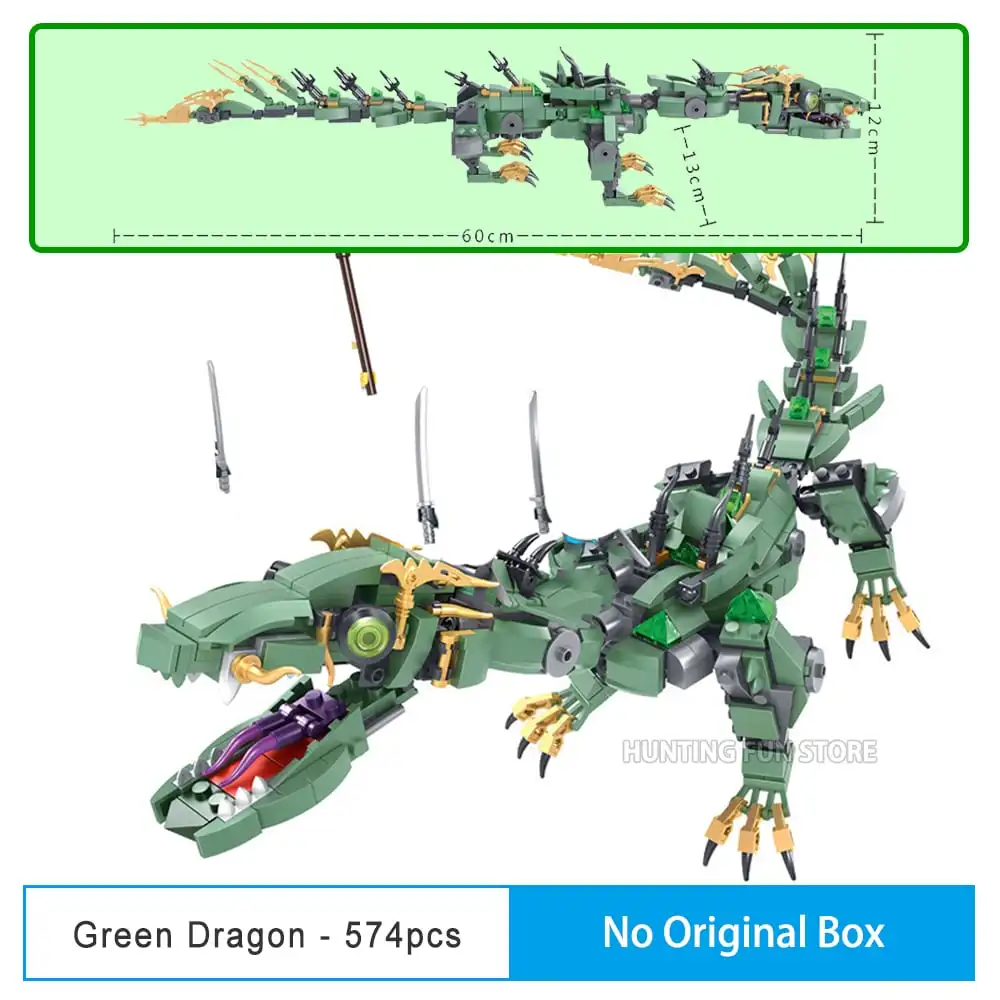 76068 without box Летающий зеленый ниндзя-Дракон Mecha совместимый Ninjagoes 70612 набор миньфиг фигурки DIY строительные блоки игрушки для детей Подарки для мальчиков - Цвет: 76068 without box