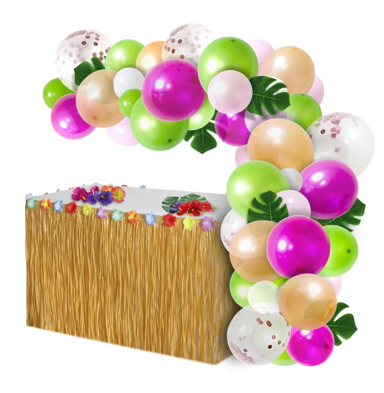 Гирлянда с зелеными воздушными шарами латексный сафари джунгли Гаваи фламинго