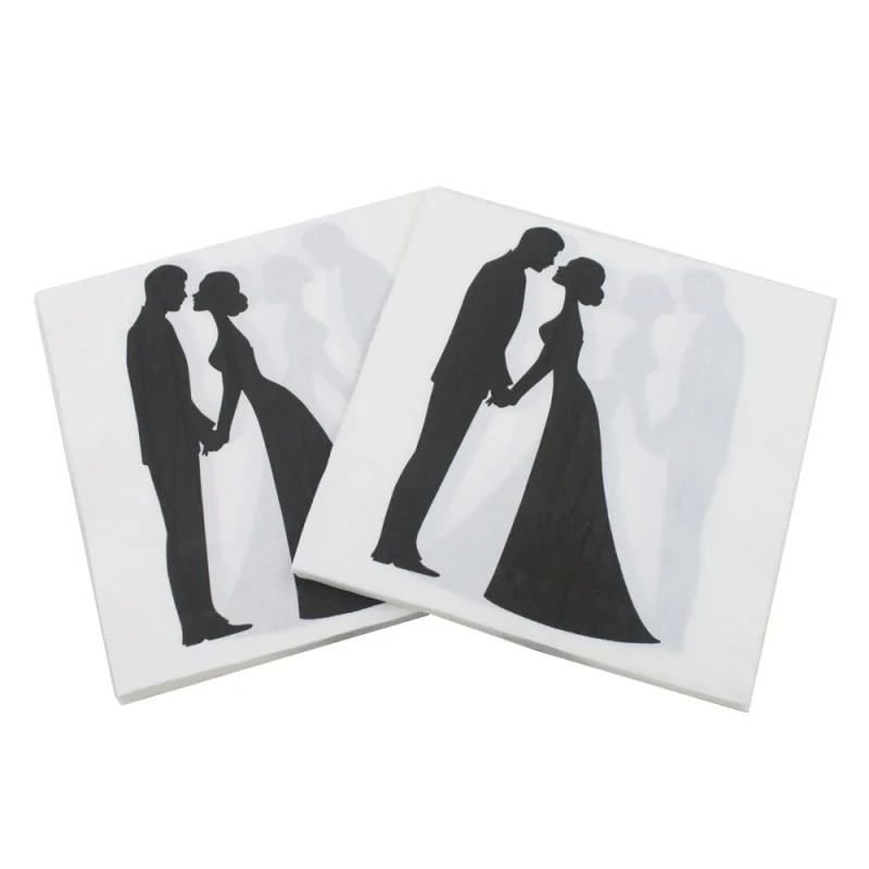 Двухслойная одноразовая салфетка бумажная с винтажным цветочным принтом для