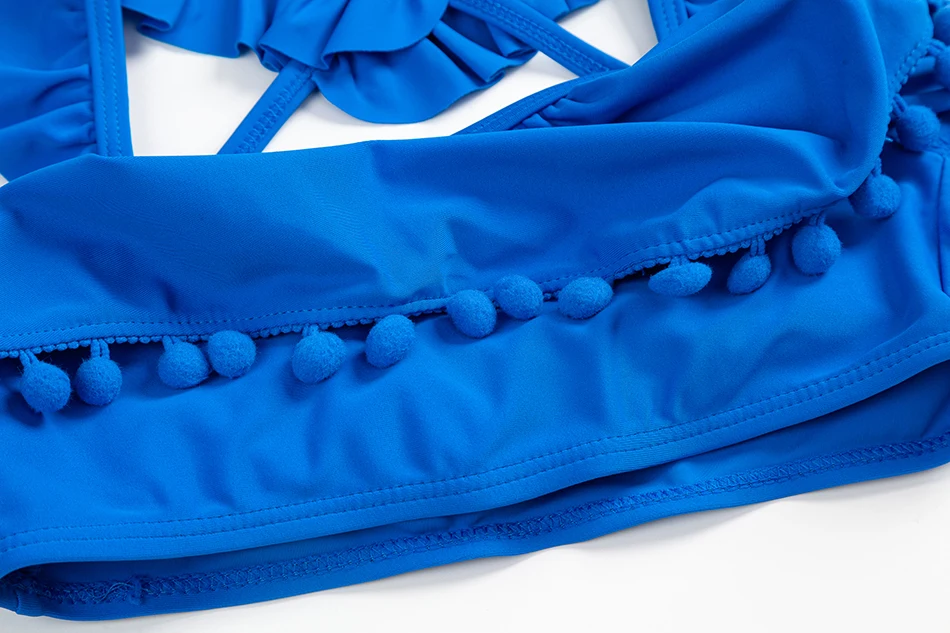 5-13years Girls Swimwear Ruffle Style Two-piece Bathing Suits 2021 New Blue Children Beachwear Tankini 1061 | Спорт и развлечения