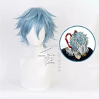 Парик из аниме Моя геройская Академия боку но Хиро Академия шигараки томура, волнистый парик для косплея с короткими серыми и синими волосами и шапочка