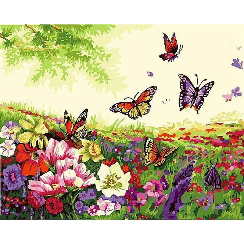 Flying Butterfly Paint By Numbers Coloring Hand Painted Home Decor Kits Drawing Canvas DIY Oil Painting Pictures By Numbers