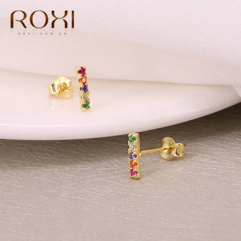 Минималистичные серьги гвоздики ROXI из стерлингового серебра 925 пробы золотые