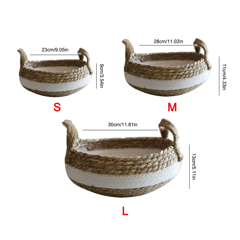 

Classic Rattan Handwoven Round Severing Tray Food Storage Platters Plate for Drink Snack Sundries Home Kitchen Storage Basket