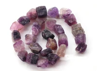 womens natural 14mm x 20mm purple fluorite rough nugget beads 15 strand