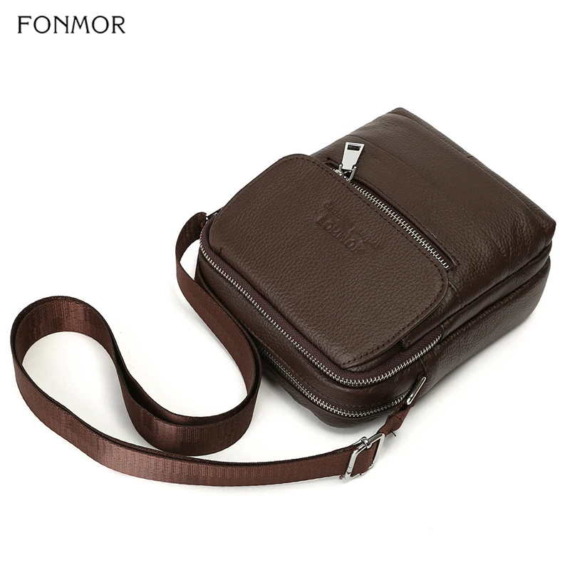 Сумка мессенджер Fonmor мужская из натуральной кожи модный саквояж на ремне через