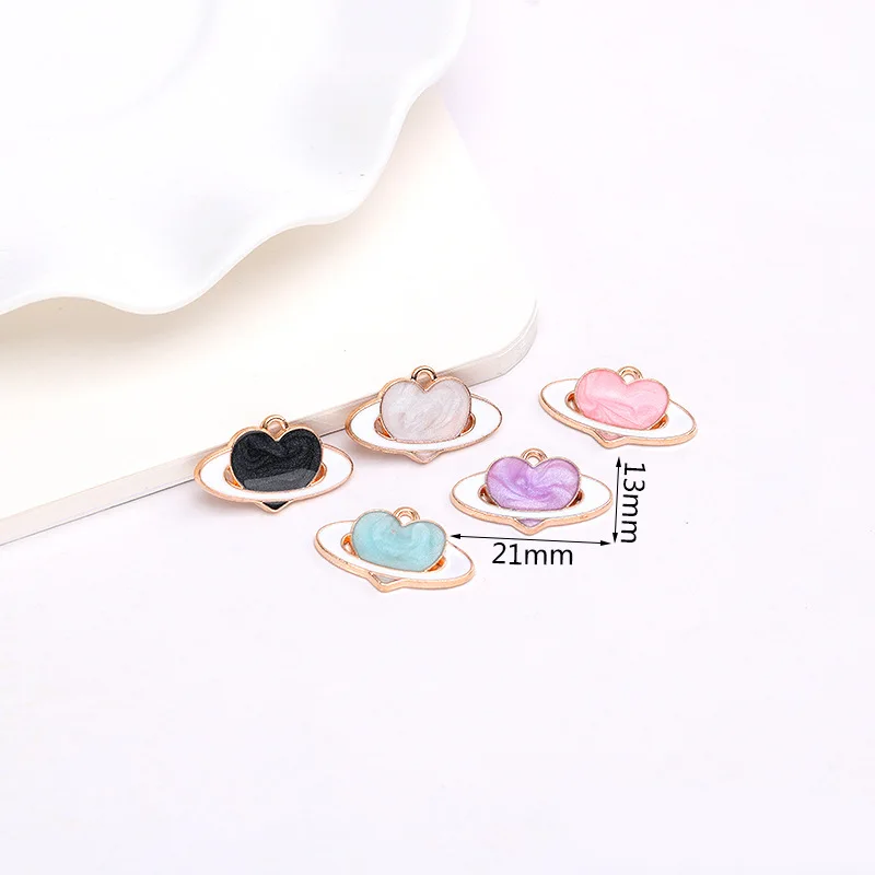 

10pcs/Lot Heart Globe Diy Handmade Oil Enamel Charms Design for Jewelry Making Earring Bracelet or Necklace