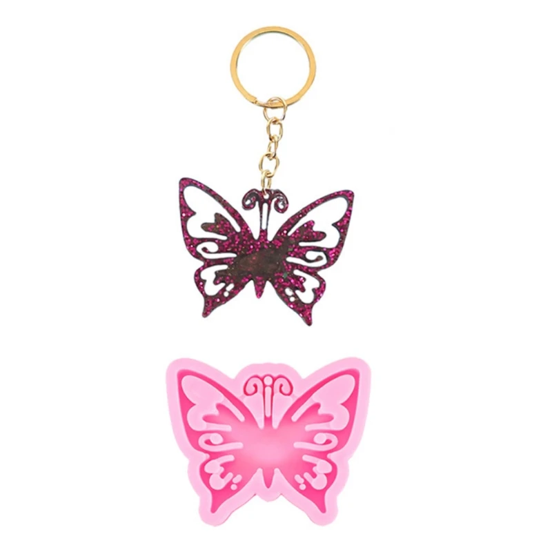 

20CF Glossy Silicone Resin Molds Hollow Butterfly Keychain Mold DIY Keychain Pendant Jewelry Epoxy Resin Crafting Molds