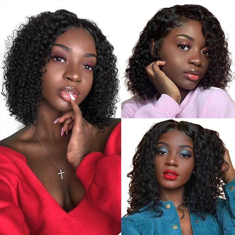 Short Lace Front Wig Human Hair 4x1 Bob Wigs For Black Women Human Hair Deep Wave Human Pre Plucked With Baby Brazilian hair
