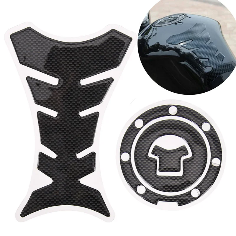 2x Motorcycle Carbon Fiber Tank Pad Protector Sticker For Honda Yamaha Kawasaki Suzuki Ducati Universal Fishbone | Автомобили и