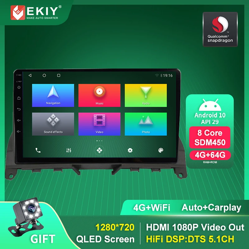

DSP Android 10.0 2 Din Car Radio For Mercedes Benz C Class C-Class W204 S204 2006-2011 Multimedia Player Carplay Auto 4G+WiFi