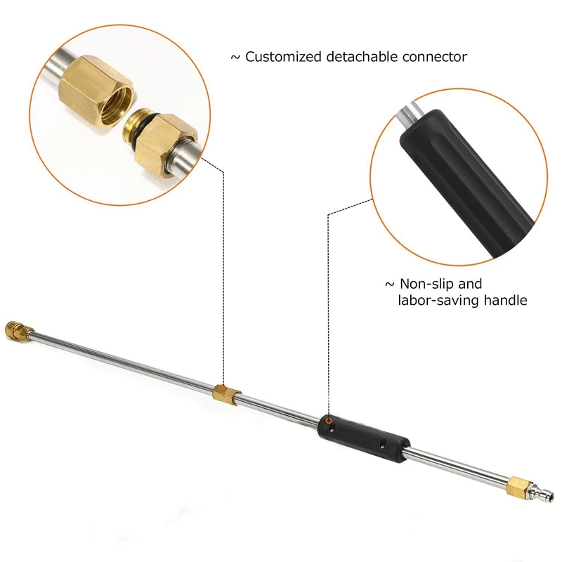 

Pressure Washer Extension Spray Wand with 5 Spray Nozzle Tips 1 Pivoting Coupler, 4000 PSI Power Washer Cleaner Accessories Set