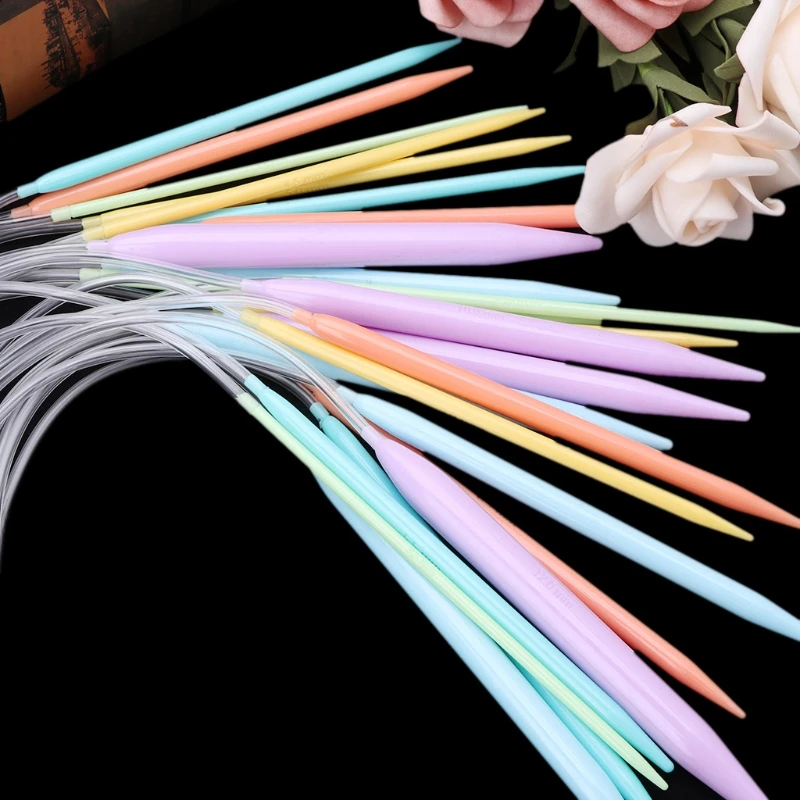 12x Plastic Circular Knitting Needle Crochet Set Craft Multicolor Tube 40cm 80cm Smooth Surface 100% Brand New And High Quality | Дом и сад