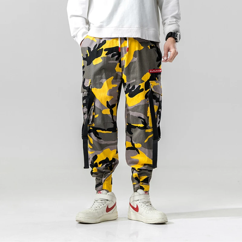 Свободные мужские камуфляжные брюки карго хип хоп шаровары тактические