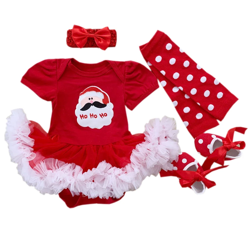 2019 Одежда для новорожденных рождественские боди девочек платье пачка + повязка