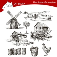 farm windmill clear stamps for scrapbooking card making photo album silicone stamp diy decorative crafts