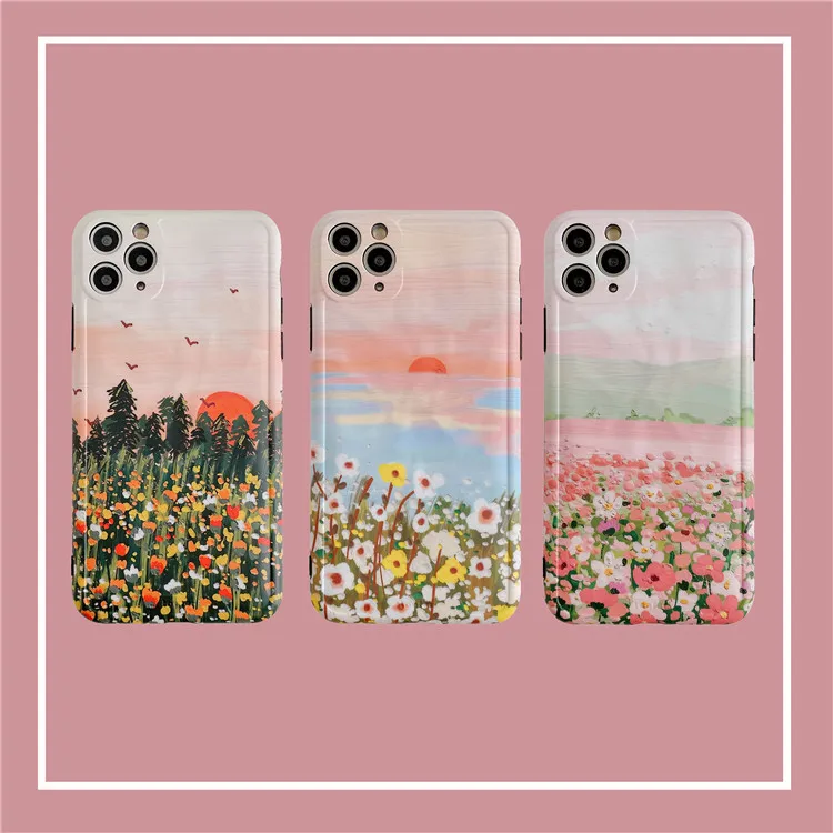 Чехол для iPhone 11 Pro Max Xr Xs X 7 8 Plus в стиле ретро с изображением картины маслом пейзажа