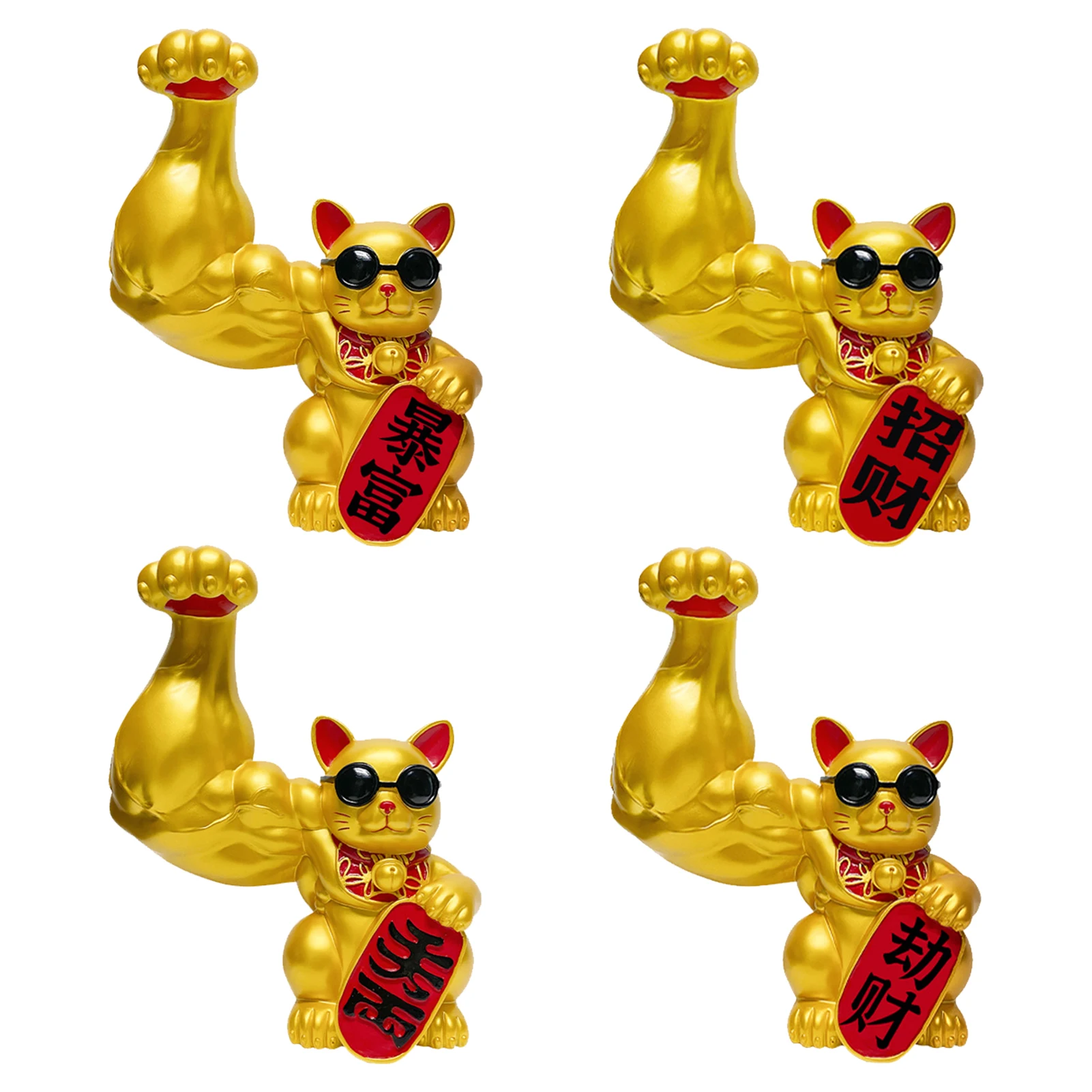 

Muscle Arm Lucky Cat Ornaments Resin Golden Cute Animal Storage Tray Ornaments Modern Living Room Home Decoration Accessories