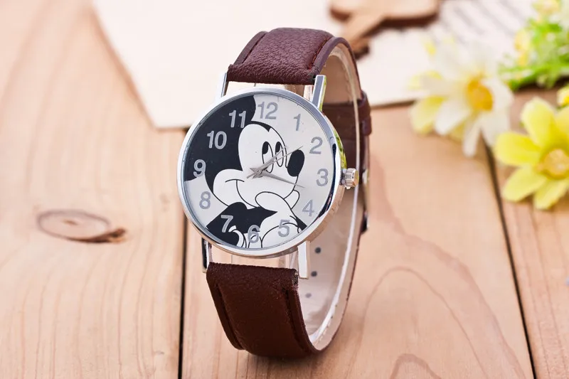 

2019 MEIBO Mouse Pattern Fashion Children Watches New Casual Leather Strap Analog Clock Quartz Wristwatch Bayan Kol Saati