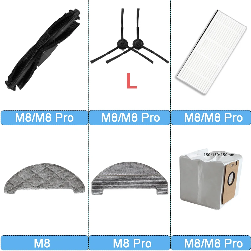 

Roller Brush Cover Side Brush HEPA Mops Dust Bags Robot Vacuum For Proscenic M8/M8 ProVacuum Cleaner Accessories replacement