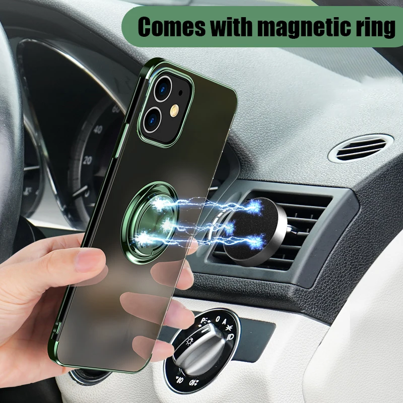 

Clear Transparent Ring Case For iPhone 12 11 Pro Max XR XS Max For iPhone 12 Mini SE 2020 6 6S 7 8 Plus Stand Holder Cover