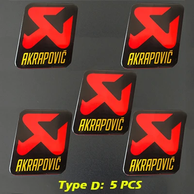 Type D 5PCS Универсальный алюминиевый Akrapovic стикер s глушитель наклейка глушитель наклейки для мотоцикла и автомобиля Наклейка - Название цвета: Type D 5PCS