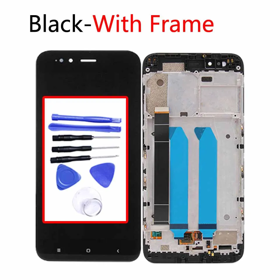 Black-With frame 5," дисплей для Xiaomi mi A1 mi 5X ЖК сенсорный экран дигитайзер с рамкой Замена для Xiaomi mi 5X mi A1 сборка - Цвет: Black-With frame