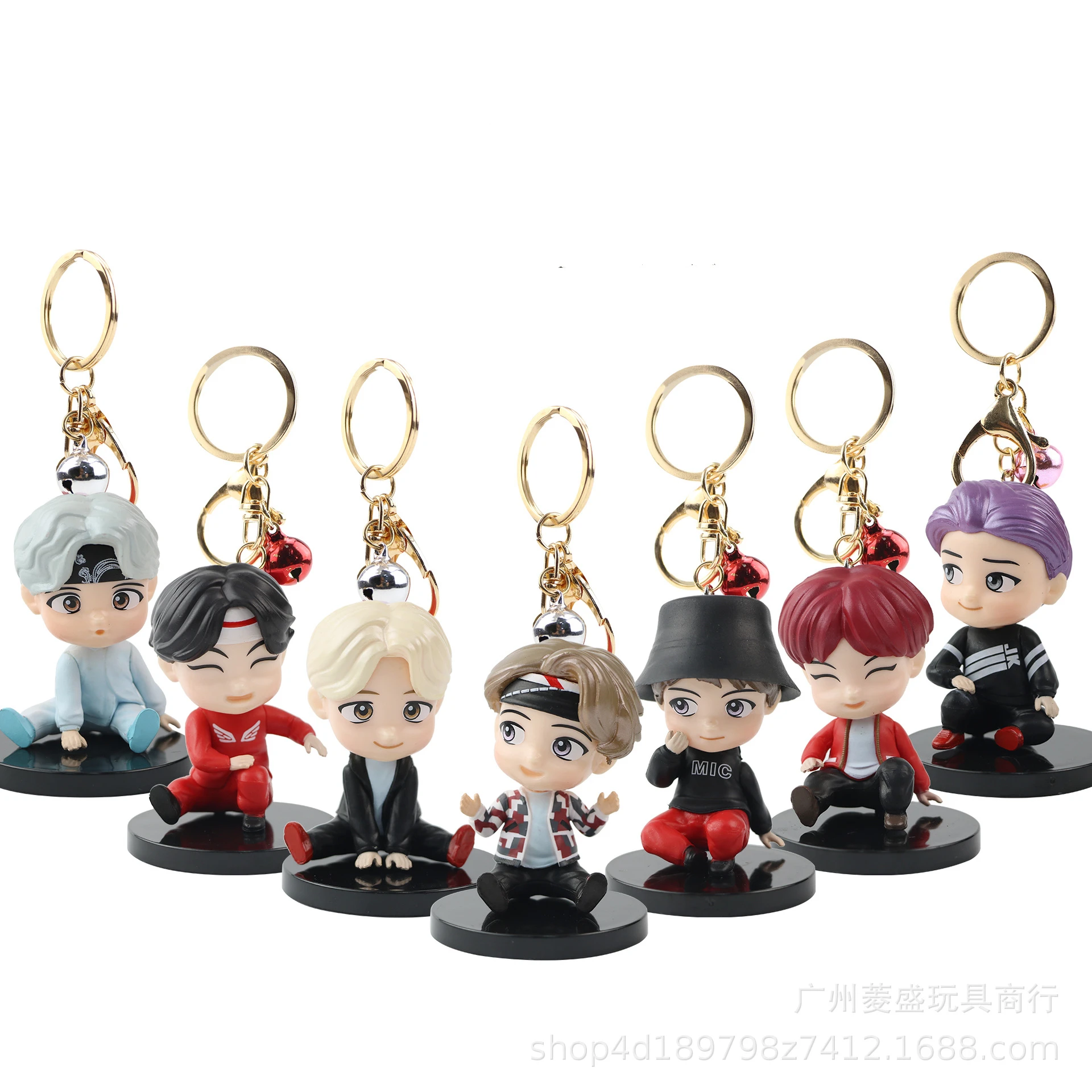 

7pcs/set Bangtan Boys Doll Keychain Small Daisy Silicone Rope Keychain Star Cartoon Christmas Pendant