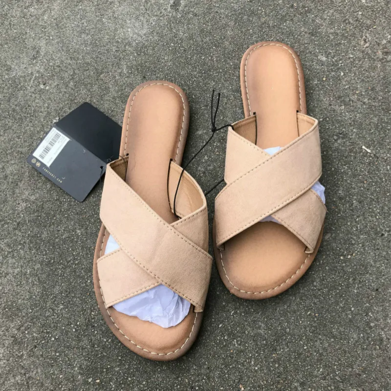 Женские модные шлепанцы с перекрестными ремешками Сезон лето Удобные женские