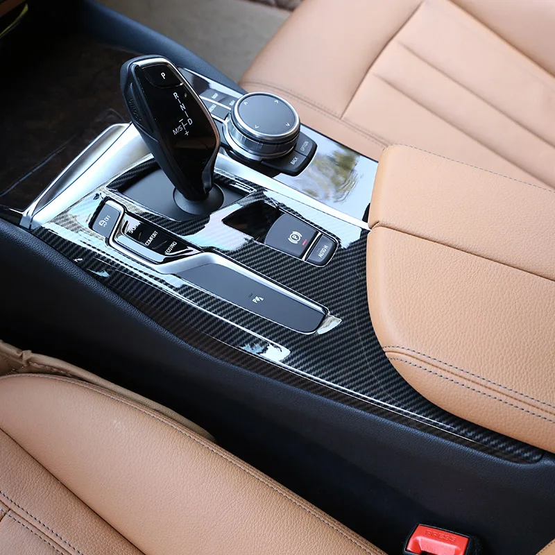 

For BMW 5 Series G30 2017-2021 ABS Carbon Fiber/Silver Car Center Console Gear Shift Panel Cover Stickers Car Accessories