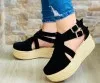 

Comfort Shoes for Women Beige Heeled Sandals Large Size Black Girls 2021 Big Low Closed Clogs Velvet Wedges Sandalias De Mujer