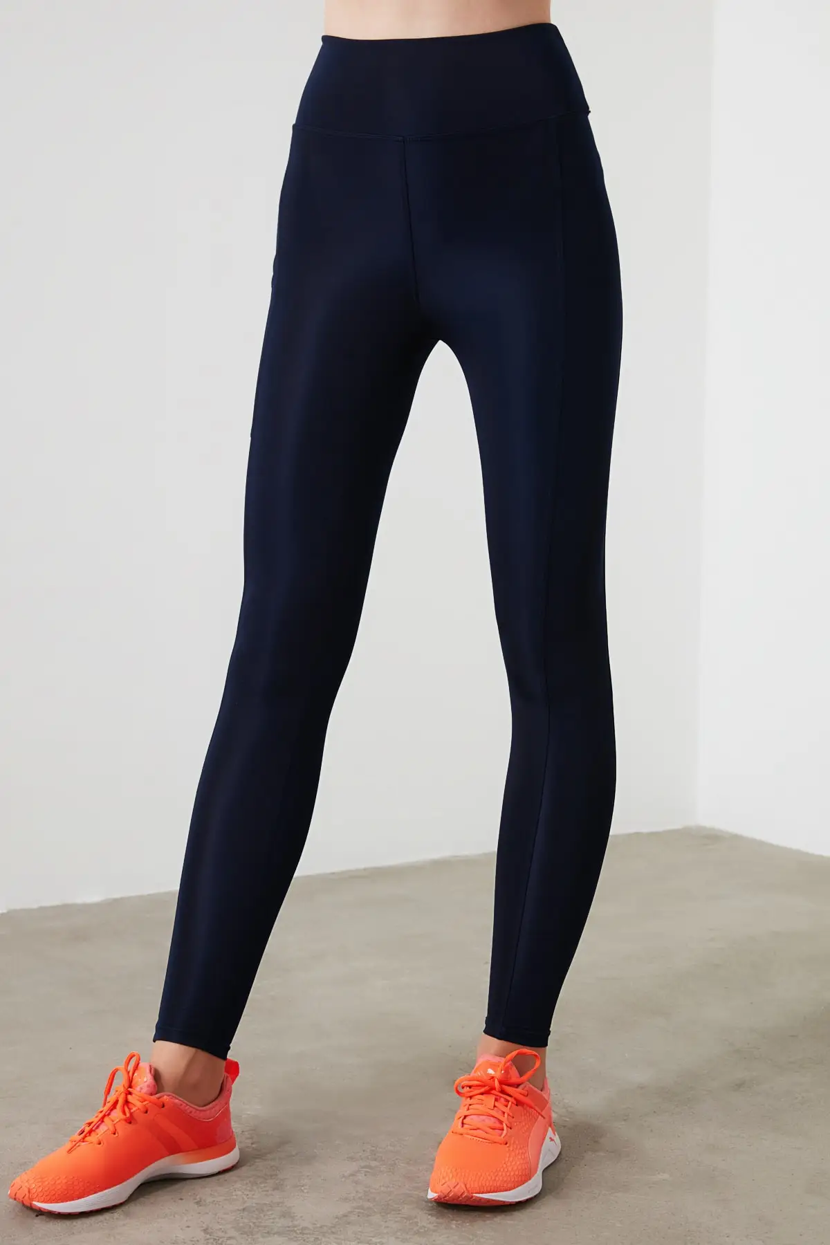 MİLLA Navy Blue Zipper and Pocket Detail High Waist Sporting Leggings TWOAW20TA0034