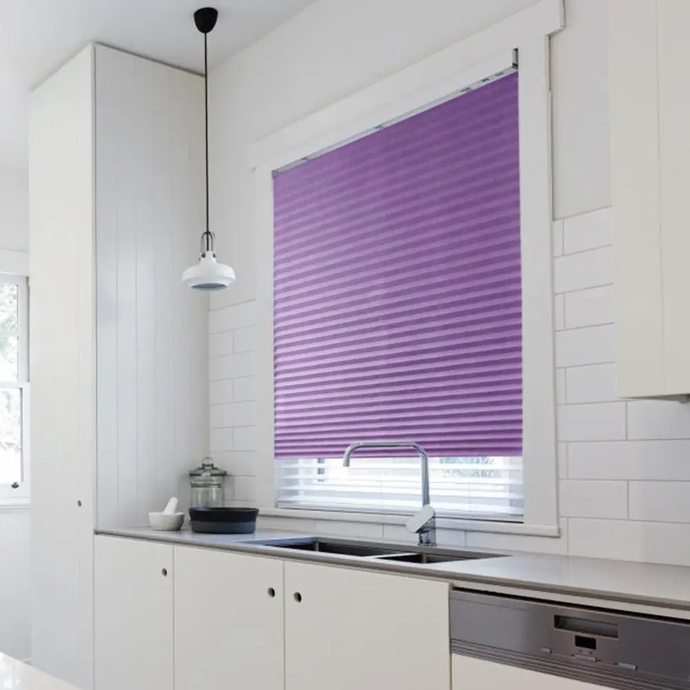

Self-Adhesive Window Curtain Balcony Kitchen Home Kitchen Balcony Non-Woven Fabric Shading Half Blackout Pleated Blinds Purple