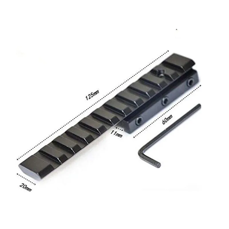 

11 мм ласточкин хвост до 20 мм Weaver удлинитель рельсовый адаптер Picatinny преобразователь низкопрофильный 0,5 дюйма 11 слотов 125 мм 4,92 дюйма