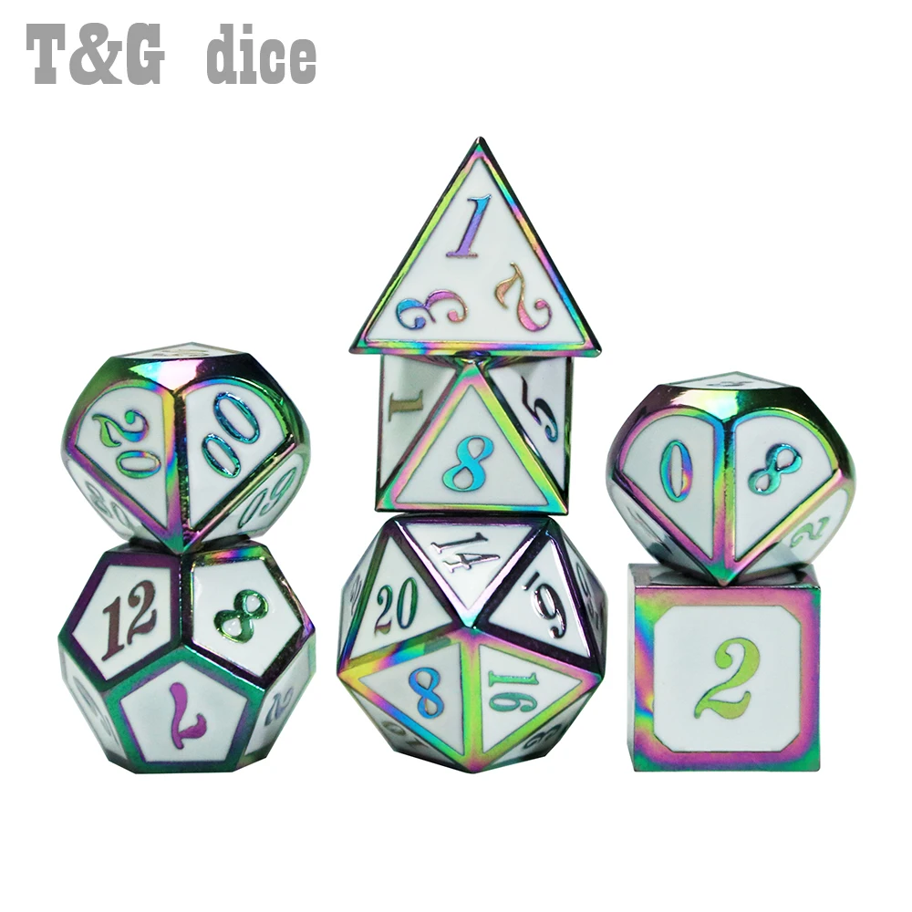 7 шт. D & Металлический Набор Игральный костей 19 видов стилей + 1 сумка D4 D6 D8 D10 D12 D20